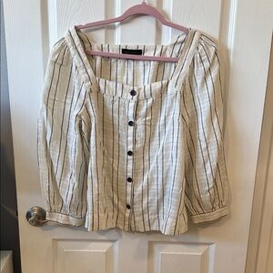 Sanctuary White and Black Striped Blouse